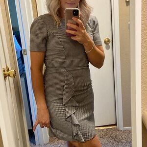 Eliza J Black and White Gingham Midi Dress